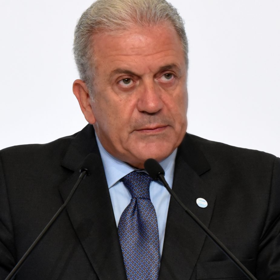 EU Commisioner Dimitris Avramopoulos speacks during the 8th GFMD (Global Forum on Migration and Devolopment ) submit on October 14, 2015 in Istanbul, Turkey.
